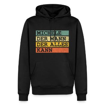 Der Mann Der Alles kann Michele - Männer Premium Bio Hoodie - Schwarz - Vorne - Nico (187cm)