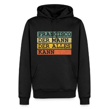 Der Mann Der Alles kann Francisco - Männer Premium Bio Hoodie - Schwarz - Vorne - Nico (187cm)