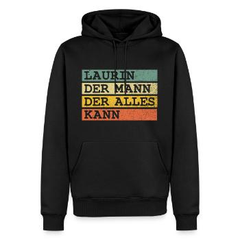Der Mann Der Alles kann Laurin - Männer Premium Bio Hoodie - Schwarz - Vorne - Nico (187cm)
