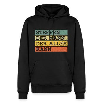 Der Mann Der Alles kann Steffen - Männer Premium Bio Hoodie - Schwarz - Vorne - Nico (187cm)