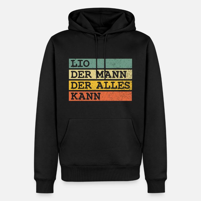 Der Mann Der Alles kann Lio - Männer Premium Bio Hoodie - Schwarz