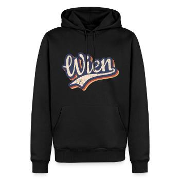 Österreich Wien Vintage Retro Typografie - Männer Premium Bio Hoodie - Schwarz - Vorne - Nico (187cm)