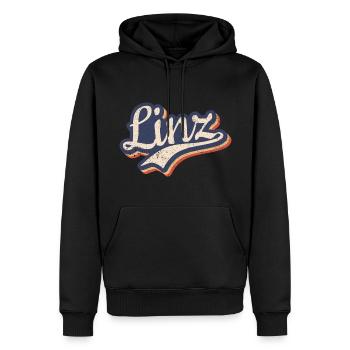 Österreich Linz Oberösterreich Vintage Typografie - Männer Premium Bio Hoodie - Schwarz - Vorne - Nico (187cm)