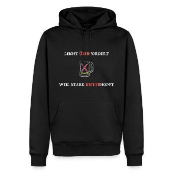 Überfordert weil unterhopft - Männer Premium Bio Hoodie - Schwarz - Vorne - Nico (187cm)