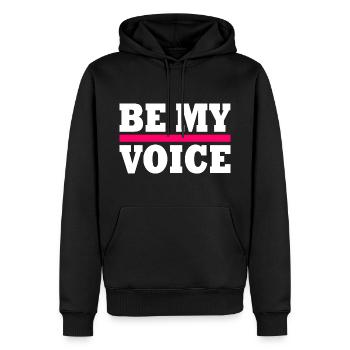 Be my voice iran - Sweat à capuche Premium bio Homme - noir - Devant - Nico (187cm)