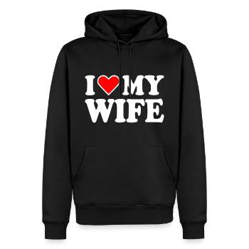I love my wife - Männer Premium Bio Hoodie - Schwarz - Vorne - Nico (187cm)