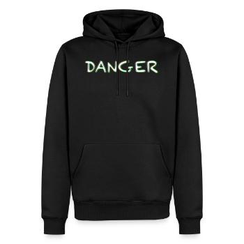 Danger neon font - Men’s Premium Organic Hoodie - black - Front - Nico (187cm)