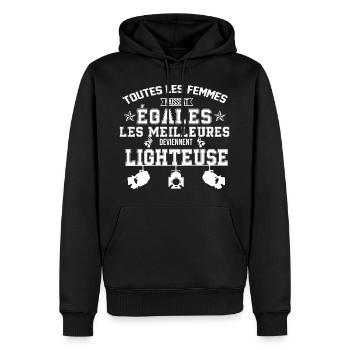 meilleur Lighteuse - Sweat à capuche Premium bio Homme - noir - Devant - Nico (187cm)