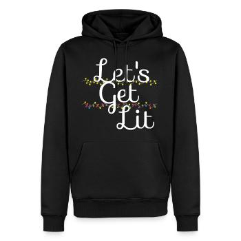 Lass uns leuchten - Männer Premium Bio Hoodie - Schwarz - Vorne - Nico (187cm)