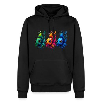 GoldFish - Drei bunte Fische - Männer Premium Bio Hoodie - Schwarz - Vorne - Nico (187cm)