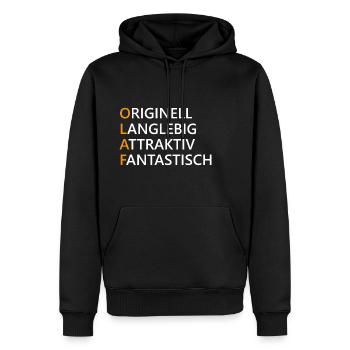 Olaf Name Geschenk - Männer Premium Bio Hoodie - Schwarz - Vorne - Nico (187cm)