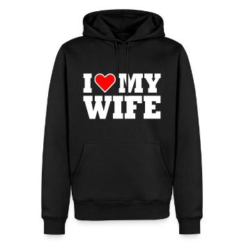 I love my wife - Männer Premium Bio Hoodie - Schwarz - Vorne - Nico (187cm)
