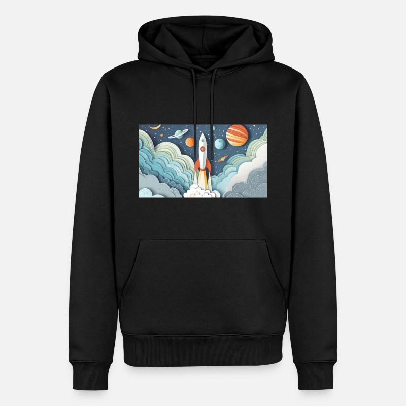 Une fusée décolle - Sweat à capuche Premium bio Homme - noir