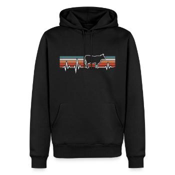FLECKVIEH BRAUNVIEH KÜHE HERZSCHLAG RINDER BAUER - Männer Premium Bio Hoodie - Schwarz - Vorne - Nico (187cm)