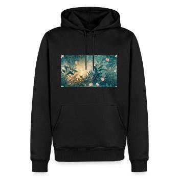 Célébration florale rose - Sweat à capuche Premium bio Homme - noir - Devant - Nico (187cm)