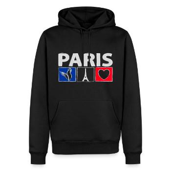 Paris mit Herz - Männer Premium Bio Hoodie - Schwarz - Vorne - Nico (187cm)