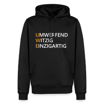 Uwe Name Geschenk - Männer Premium Bio Hoodie - Schwarz - Vorne - Nico (187cm)