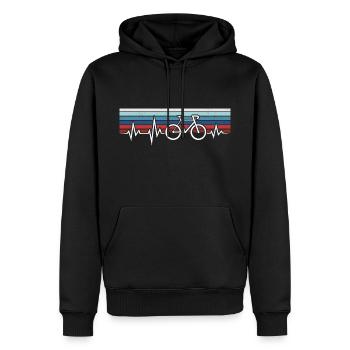 HEARTBEAT CYCLING ROAD BIKE BIKE TOUR CYCLIST - Men’s Premium Organic Hoodie - black - Front - Nico (187cm)