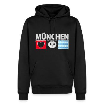 München mit Herz - Männer Premium Bio Hoodie - Schwarz - Vorne - Nico (187cm)