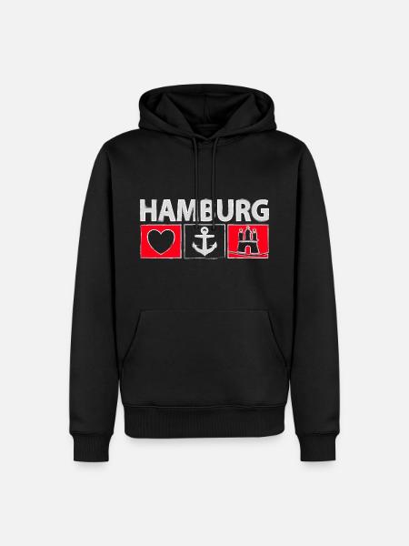 Hamburg - Men’s Premium Organic Hoodie - black