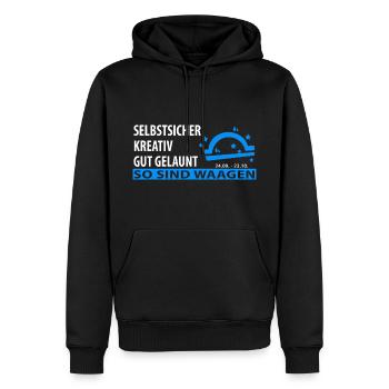 Sternzeichen Waage Eigenschaften, Tierkreiszeichen - Männer Premium Bio Hoodie - Schwarz - Vorne - Nico (187cm)