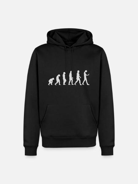 Human evolution to phone addiction - Men’s Premium Organic Hoodie - black