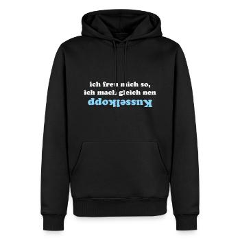 Ich freu mich so, ich mach nen kusselkopp - Männer Premium Bio Hoodie - Schwarz - Vorne - Nico (187cm)