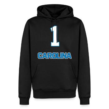 Carolina - Männer Premium Bio Hoodie - Schwarz - Vorne - Nico (187cm)