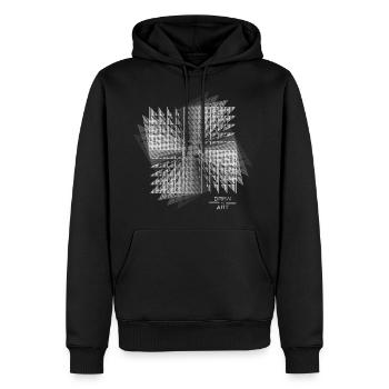 Techno / Illusion / DREW ART - Männer Premium Bio Hoodie - Schwarz - Vorne - Nico (187cm)