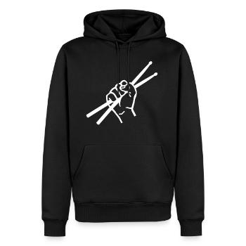 batteur - Sweat à capuche Premium bio Homme - noir - Devant - Nico (187cm)