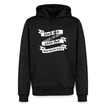 Ceinture noire et ceinture blanche - Sweat à capuche Premium bio Homme - noir - Devant - Nico (187cm)