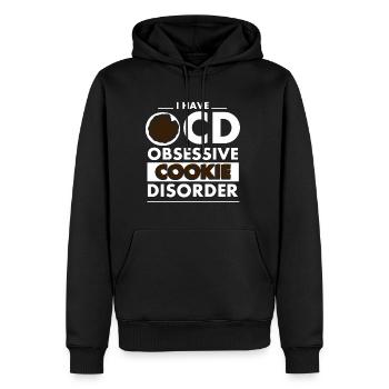 Cookie Störrung énonciations drôles - Sweat à capuche Premium bio Homme - noir - Devant - Nico (187cm)