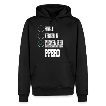 In einer Beziehung mit meinem Pferd - Männer Premium Bio Hoodie - Schwarz - Vorne - Nico (187cm)