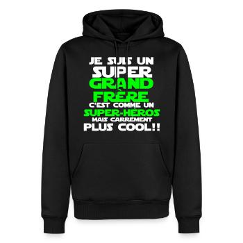 c'est comme un super-héros(grand frère)nouveau - Sweat à capuche Premium bio Homme - noir - Devant - Nico (187cm)