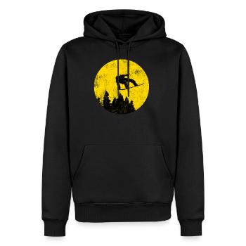 Snowboarder avant la pleine lune - Sweat à capuche Premium bio Homme - noir - Devant - Nico (187cm)