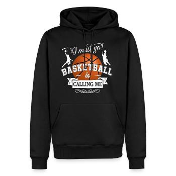 i must go basketball is calling - Team Ballsport - Männer Premium Bio Hoodie - Schwarz - Vorne - Nico (187cm)