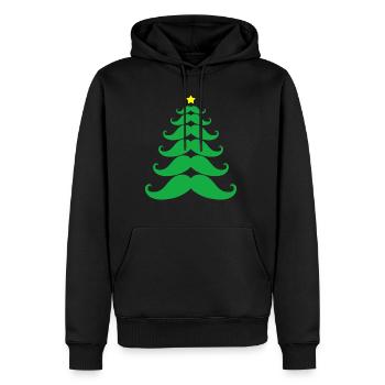 WEIHNACHTSBAUM AUS SCHNURRBART LUSTIGE WEIHNACHT - Männer Premium Bio Hoodie - Schwarz - Vorne - Nico (187cm)