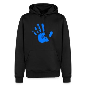 blaue Hand - Männer Premium Bio Hoodie - Schwarz - Vorne - Nico (187cm)