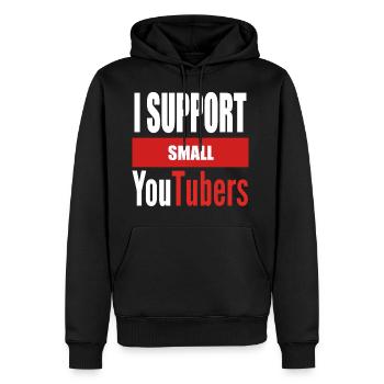 I SUPPORT SMALL YOUTUBERS WHT PNG - Men’s Premium Organic Hoodie - black - Front - Nico (187cm)