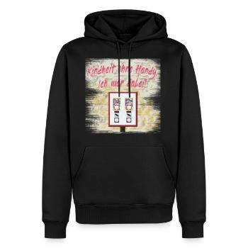 Kindheit ohne Handy. Ich war dabei! - 90er Vintage - Männer Premium Bio Hoodie - Schwarz - Vorne - Nico (187cm)