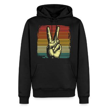 Peace Weltfrieden - Männer Premium Bio Hoodie - Schwarz - Vorne - Nico (187cm)