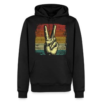 Peace Friedensbewegung - Männer Premium Bio Hoodie - Schwarz - Vorne - Nico (187cm)