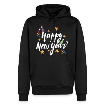 happy new year - Männer Premium Bio Hoodie - Schwarz - Vorne - Nico (187cm)