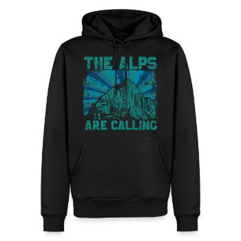 Les Alpes appellent - Sweat à capuche Premium bio Homme - noir - Devant - Nico (187cm)