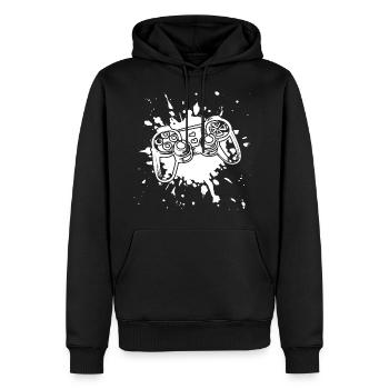 Gamer - Sweat à capuche Premium bio Homme - noir - Devant - Nico (187cm)