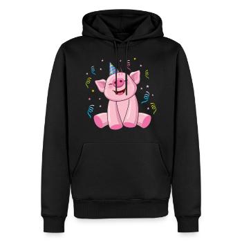 Tablier de cuisine porte-bonheur cochon nouvel an - Sweat à capuche Premium bio Homme - noir - Devant - Nico (187cm)