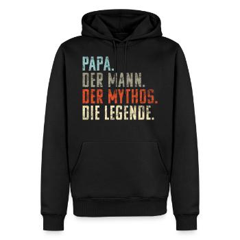 Papa Mann Mythos Legende: Retro Vatertags Geschenk - Männer Premium Bio Hoodie - Schwarz - Vorne - Nico (187cm)