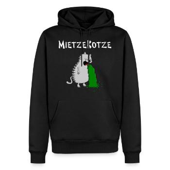 einfach zum Kotzen findet das die MietzeKotze - Männer Premium Bio Hoodie - Schwarz - Vorne - Nico (187cm)
