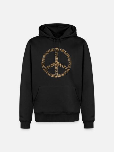 Friedenszeichen Motiv - Männer Premium Bio Hoodie - Schwarz