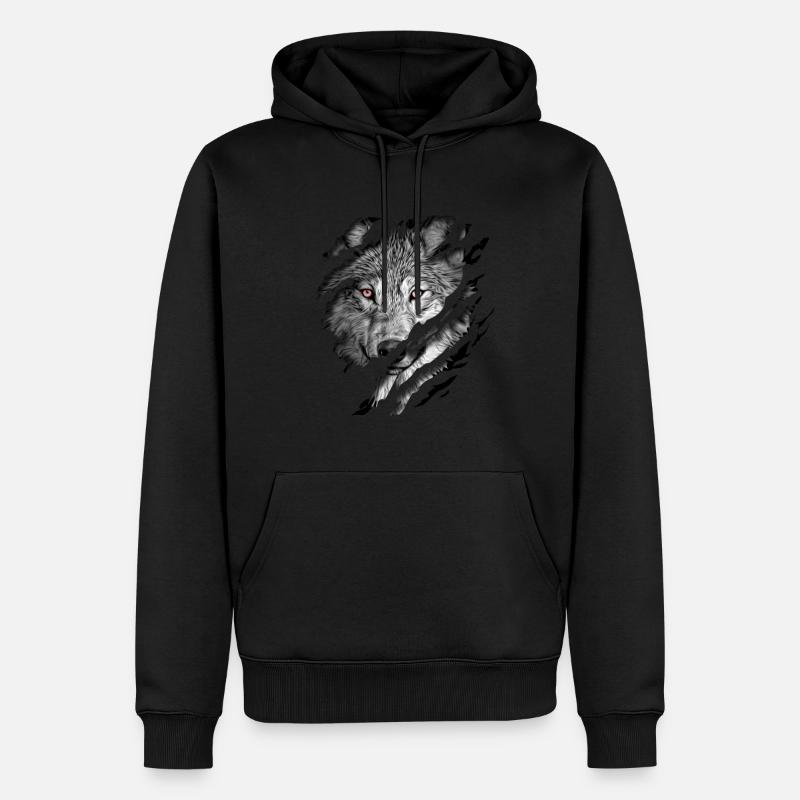 Wolf - Männer Premium Bio Hoodie - Schwarz
